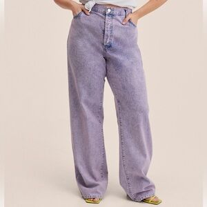 Mango Women's Straight Leg Jeans in Light Purple
